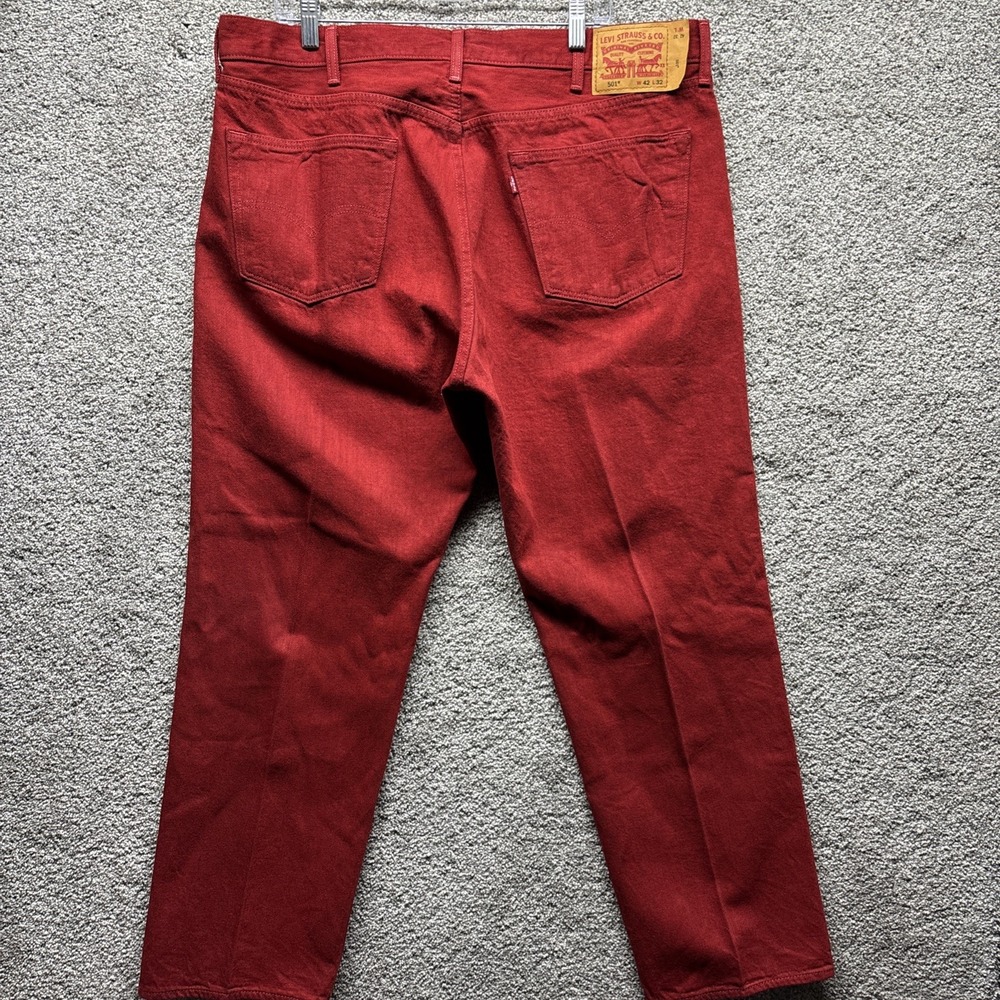 Levi's 501XX Button Fly Men Jeans Size 42x32 (40x32 Meas) Red Levi Strauss EUC